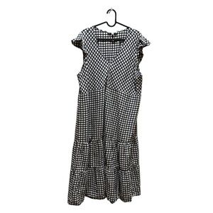 The Nines by HATCH Black and White Checkered Maternity Midi Dress